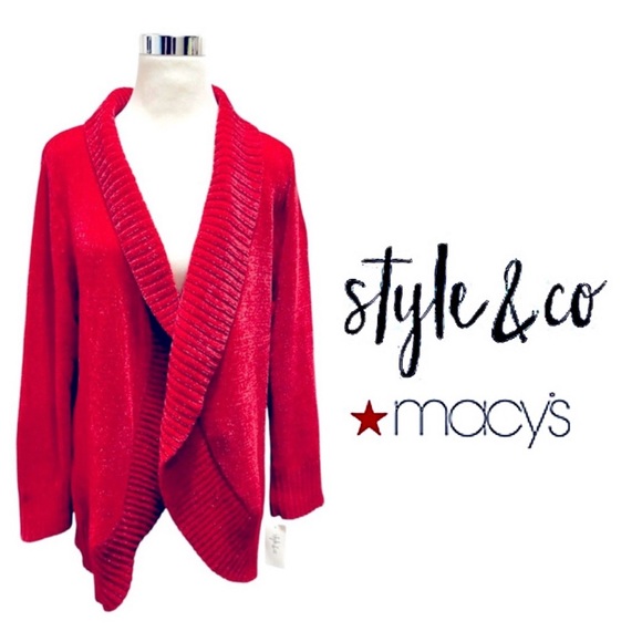 Style & Co. Sweaters - Vivid Red Open Cardigan